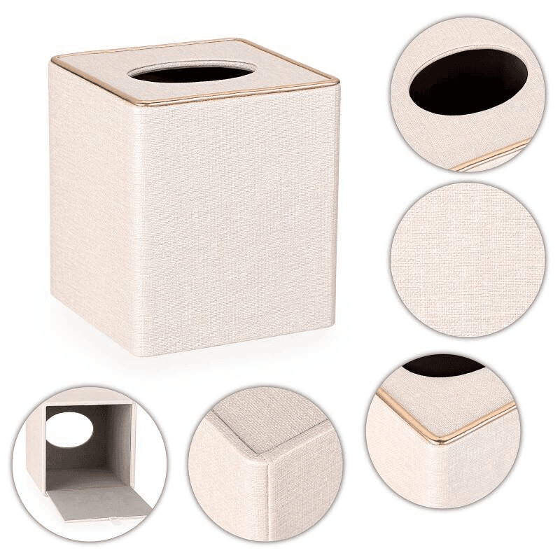Tissue Box Holder With Gold Accents