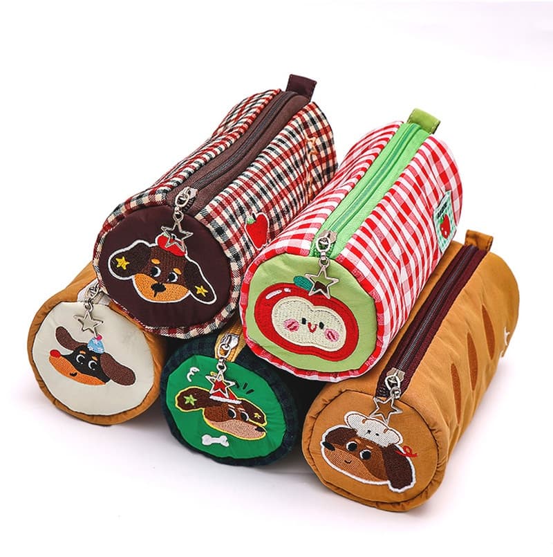 Color-block Patchwork Pencil Case With An