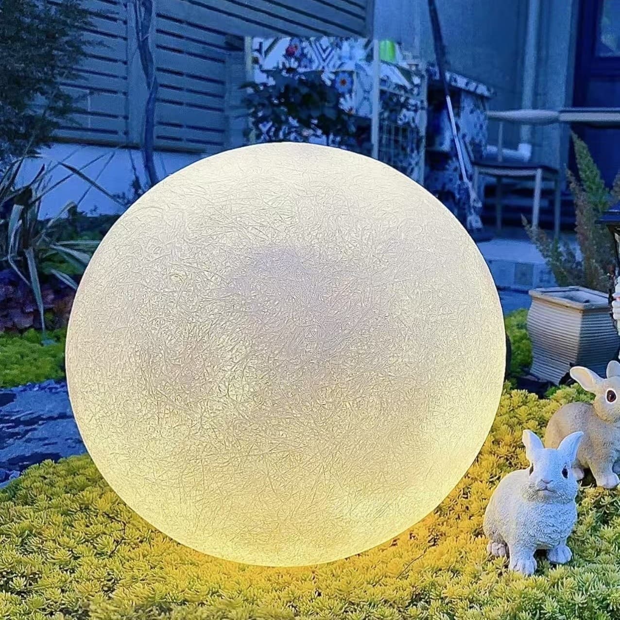 Outdoor Illuminated Fiberglass Meteor Crater Moon